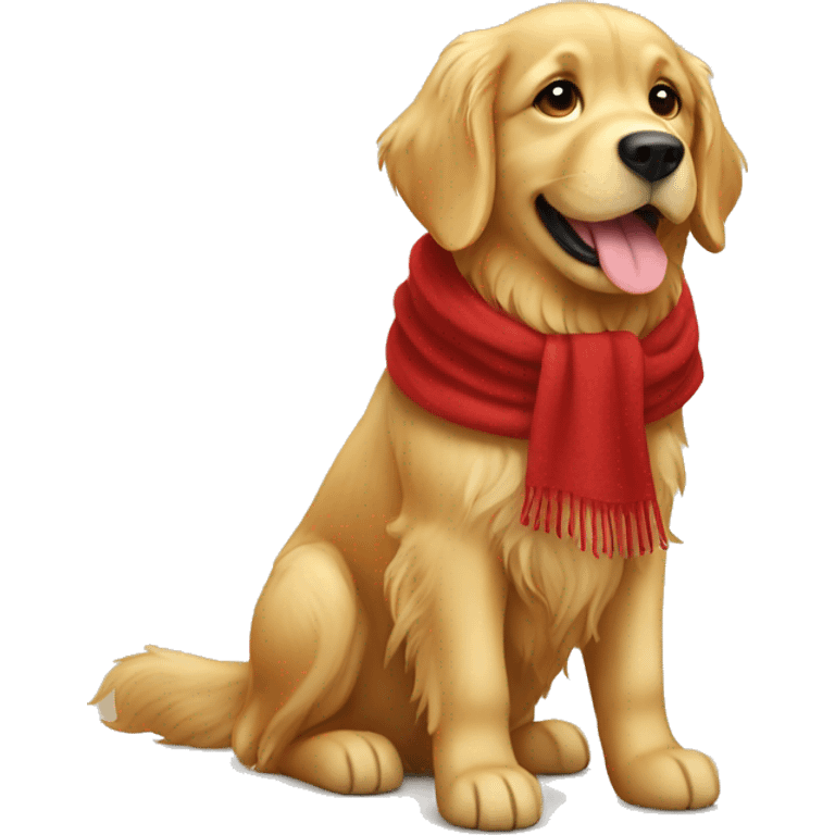 Golden retriever full body wearing a red scarf  emoji