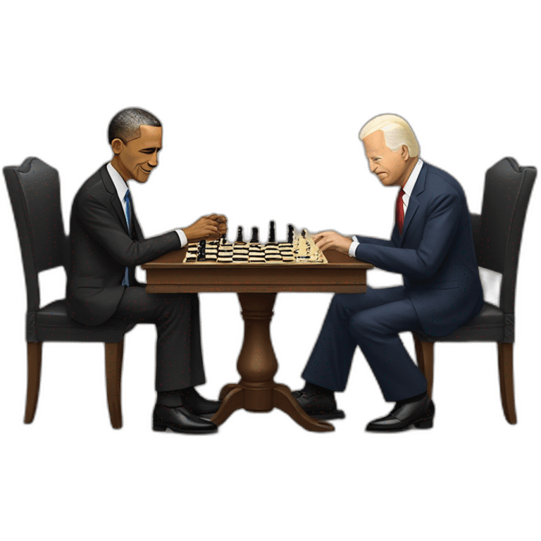 Obama, Donald Trump and Joe Biden playing chess emoji