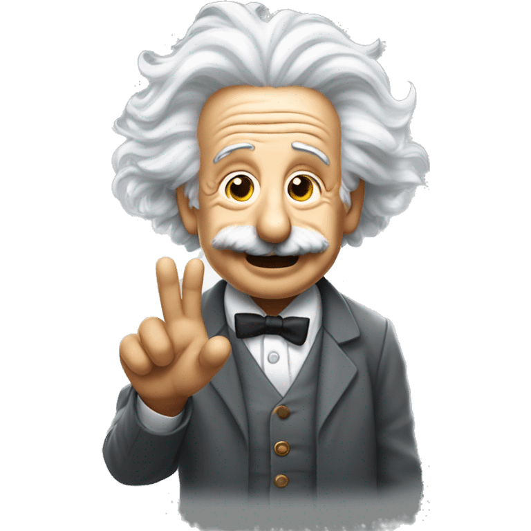 albert einstein with vawing hand and is happy emoji