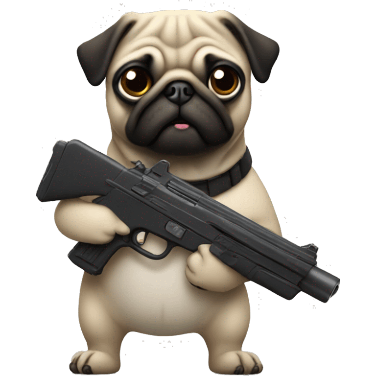 Pug holding a gun emoji