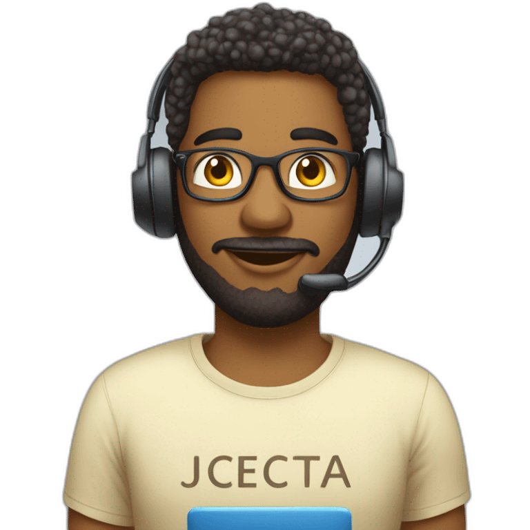 call center operator in a T-shirt with the inscription ONECTA emoji