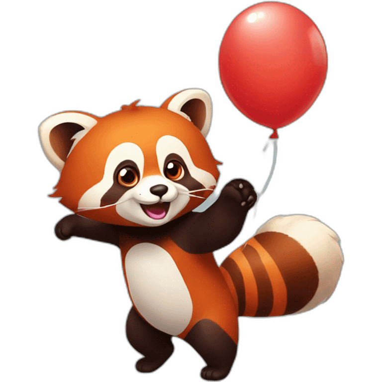 red panda with a balloon emoji