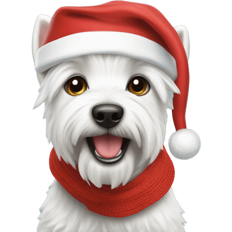 Westie in Santa hat and scarf emoji