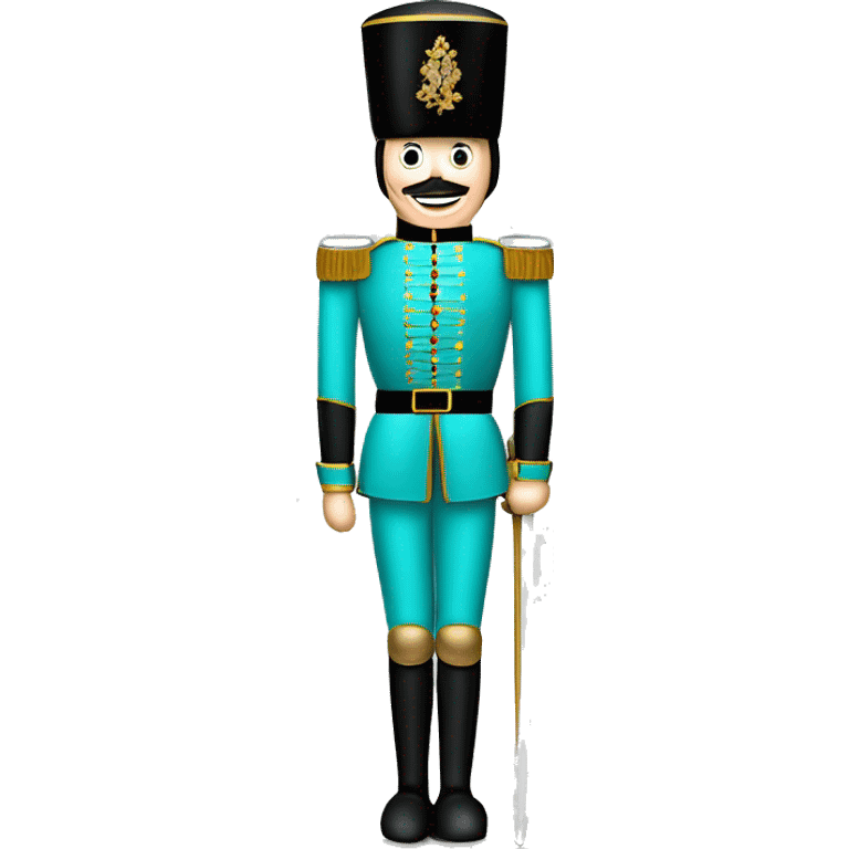 Realistic full length Caucasian tiffany blue nutcracker soldier . emoji