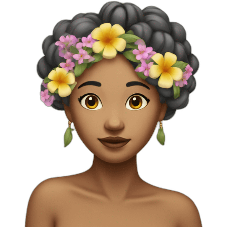 Pretty Womwan with flowers in hair emoji