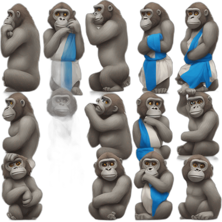 a gorilla in the colors of Israel emoji