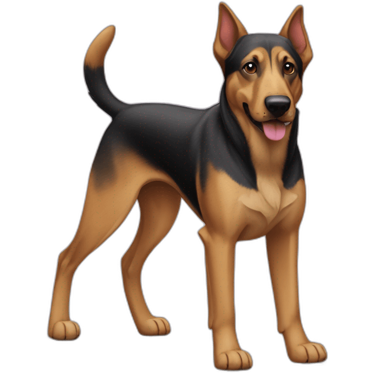 coonhound and German shepherd mix dog walking emoji