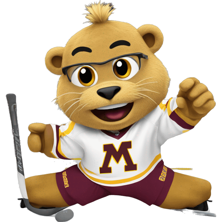 Goldie the Minnesota Hockey Gopher, celebrates after a goal! emoji