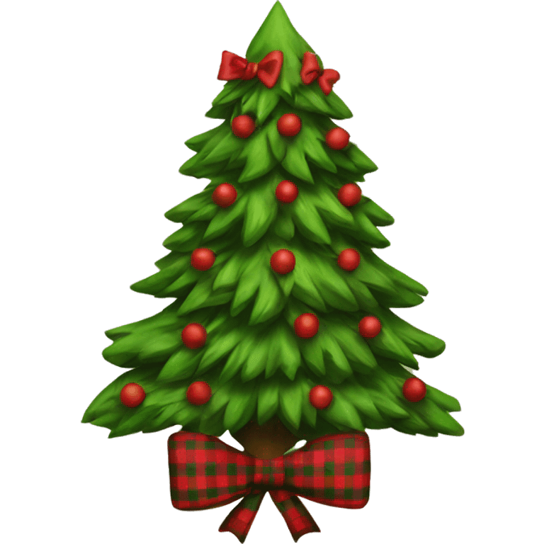 Christmas tree with red plaid bows emoji