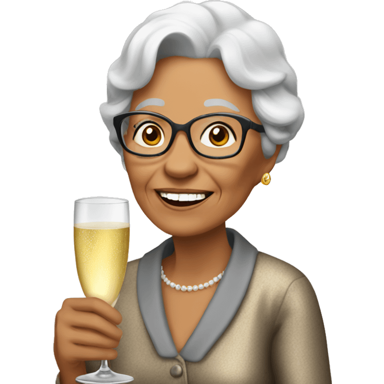 A grandmother with champagne emoji