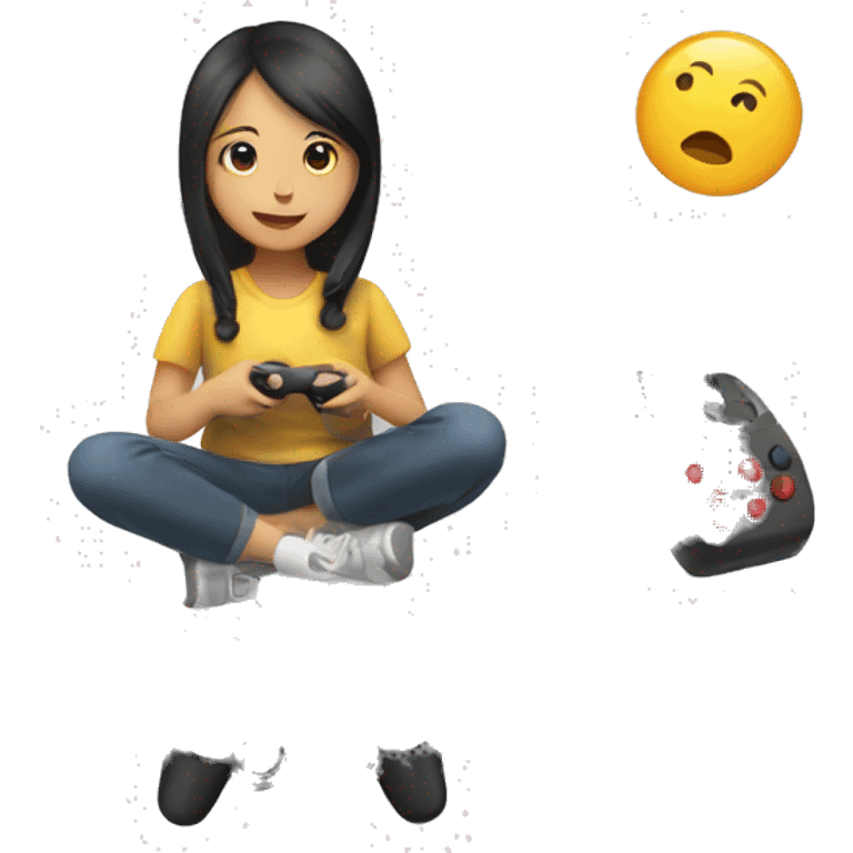 An asian girl playing video games emoji