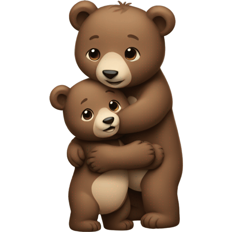 two bear cubs hugging each other emoji