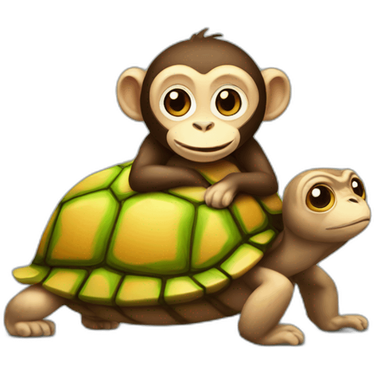 Monkey on turtle emoji