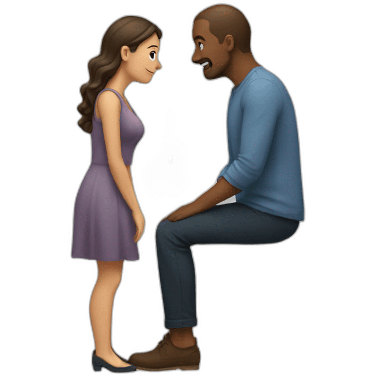 Man on knee facing  woman emoji