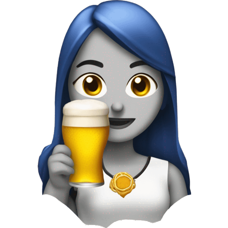 Chica pelirroja con una cerveza emoji