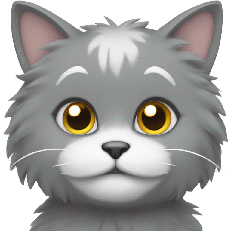 fluffy gray cat with white paws emoji