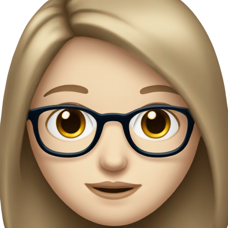 Pale skin girl with long Brown Hair and Blue Eyes in glasses  emoji