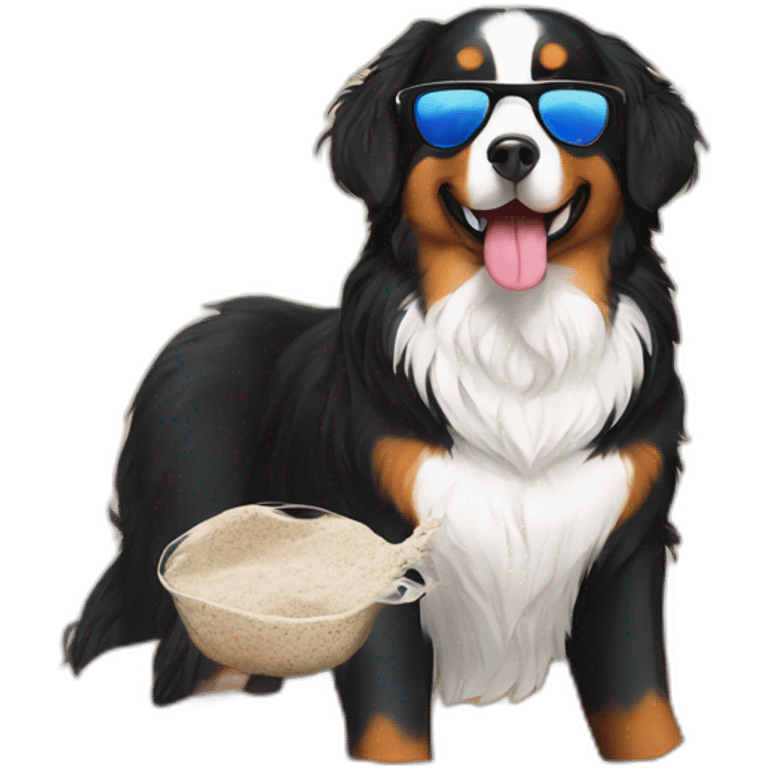 bernese mountain dog beach sand sea sun glasses emoji