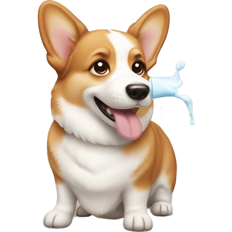 Corgi with milk on it emoji