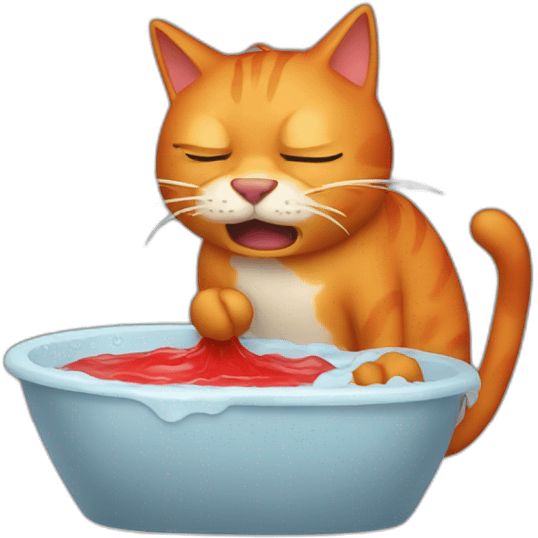 a red cat vomiting emoji