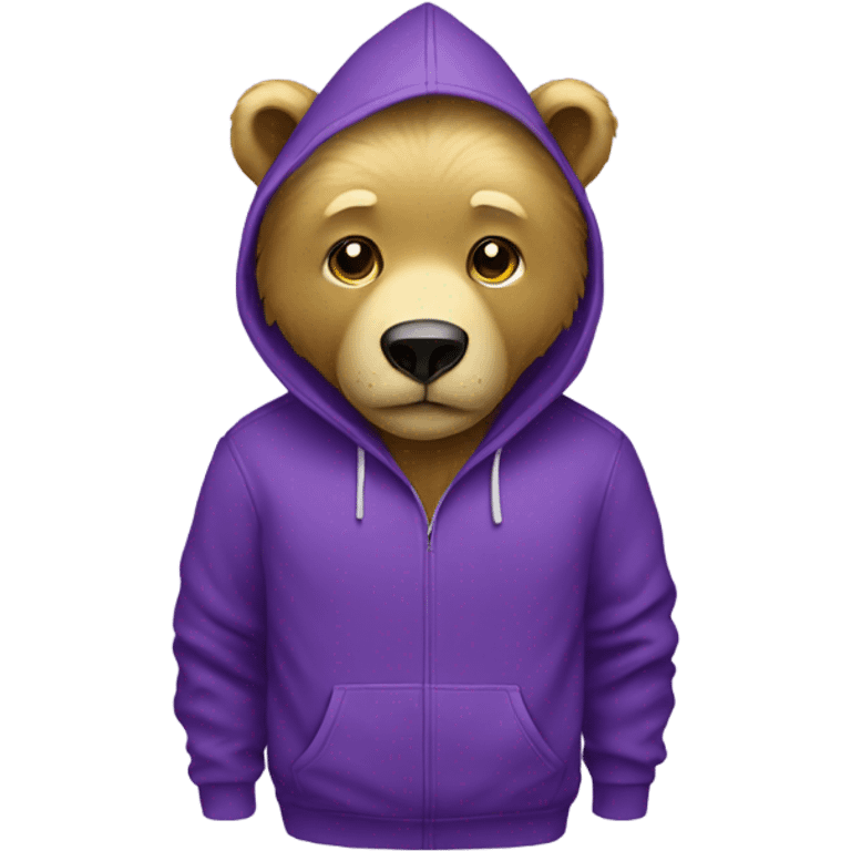 Golden Bear in a purple hoodie  emoji