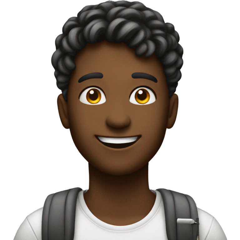 An emoji: student in school, happy about the work (writing in book) they have completed today emoji