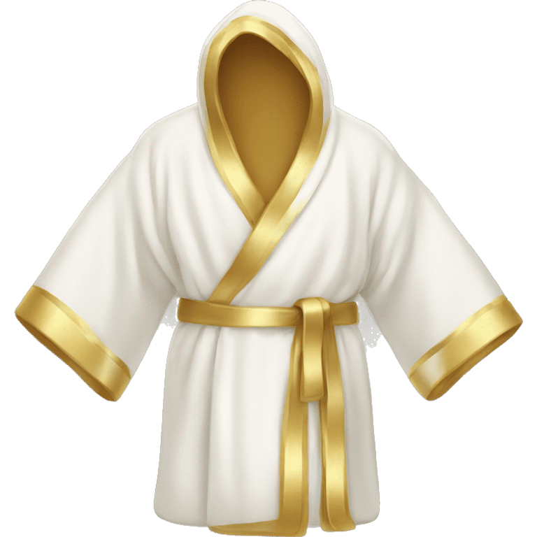 Fluffy white robe with gold emoji