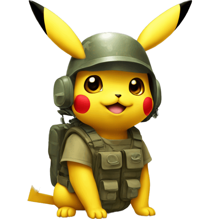 Pikachu with army helmet emoji