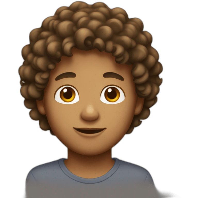 tan boy with brown curly hair  emoji