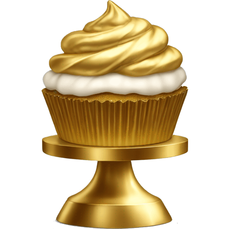 Realistic metallic gold cupcake stand isolated  emoji