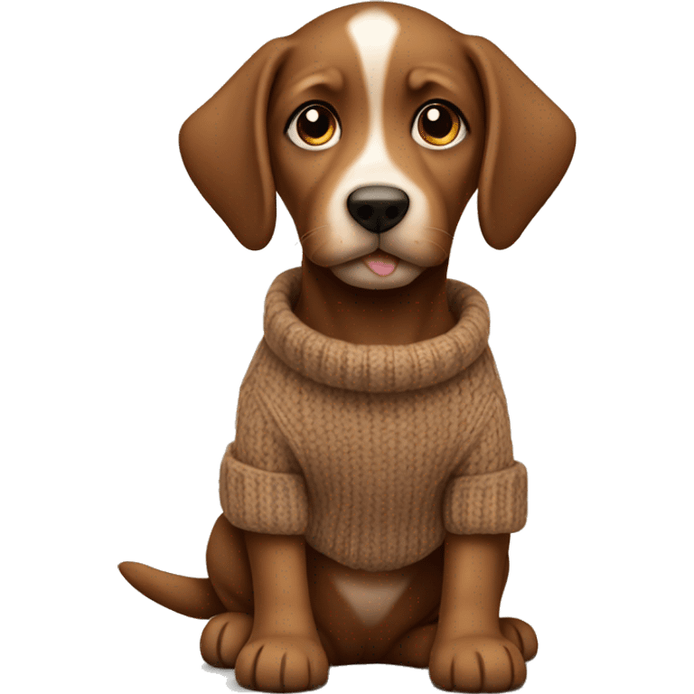 Brown realistic puppy in brown sweater  emoji