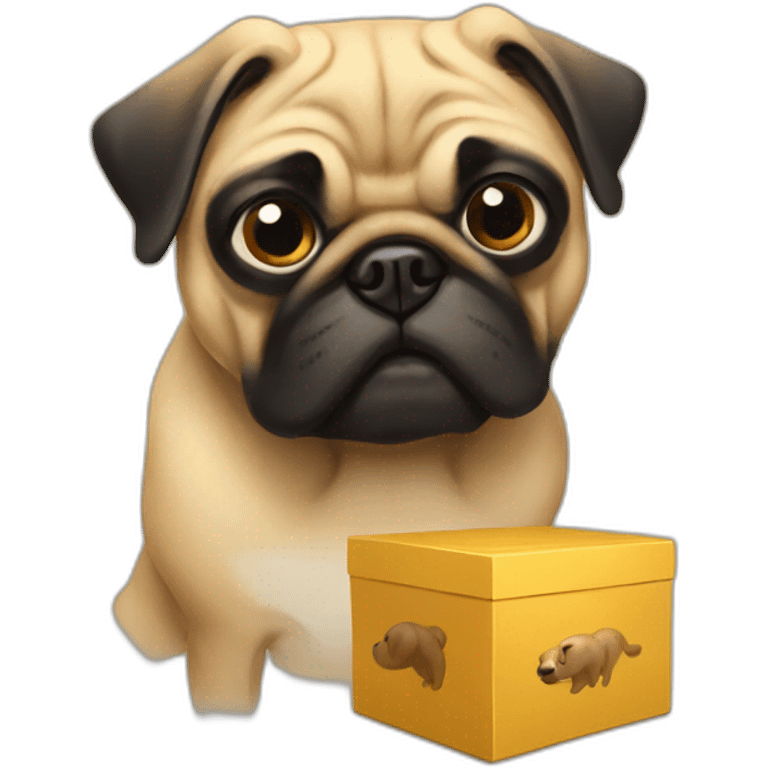 Pug + Golden dog box fighting emoji