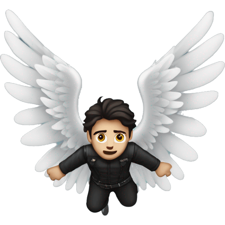 dark angel falling from the sky, caucasian dark haired man emoji