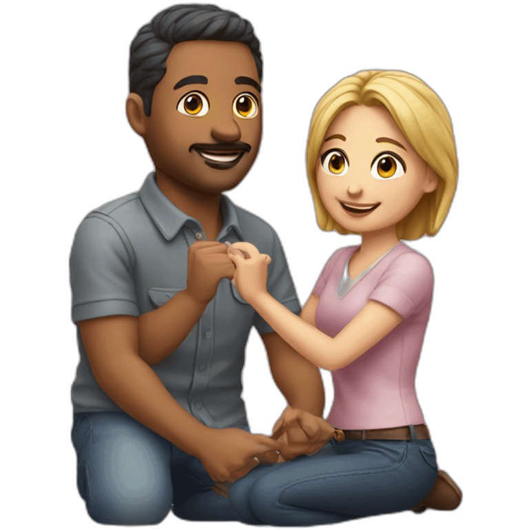 couple playing with miniatures emoji