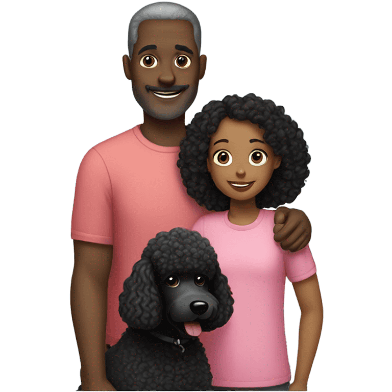 Dad daughter and black poodle emoji