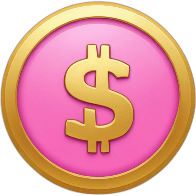 pink coin with gold dollar sign emoji