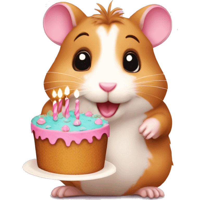 Hamster with a birthday cake  emoji