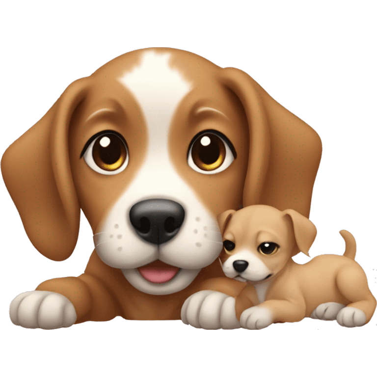 Puppy with baby emoji