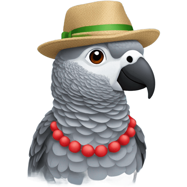 African grey with hat emoji