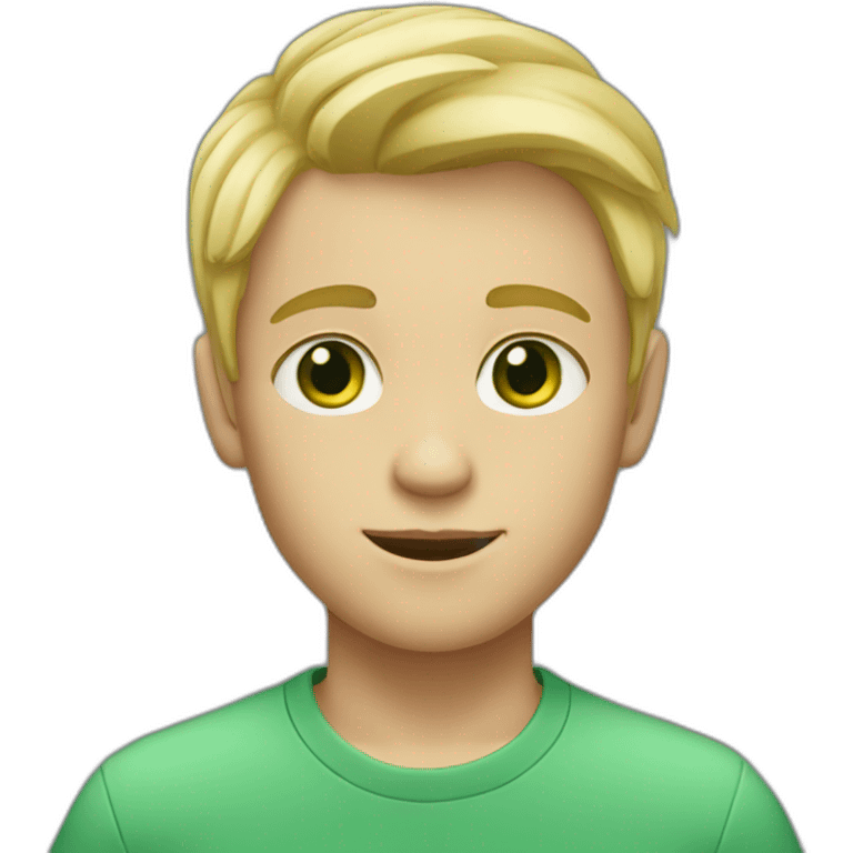 boy with blond hair, bright skin, green eyes emoji