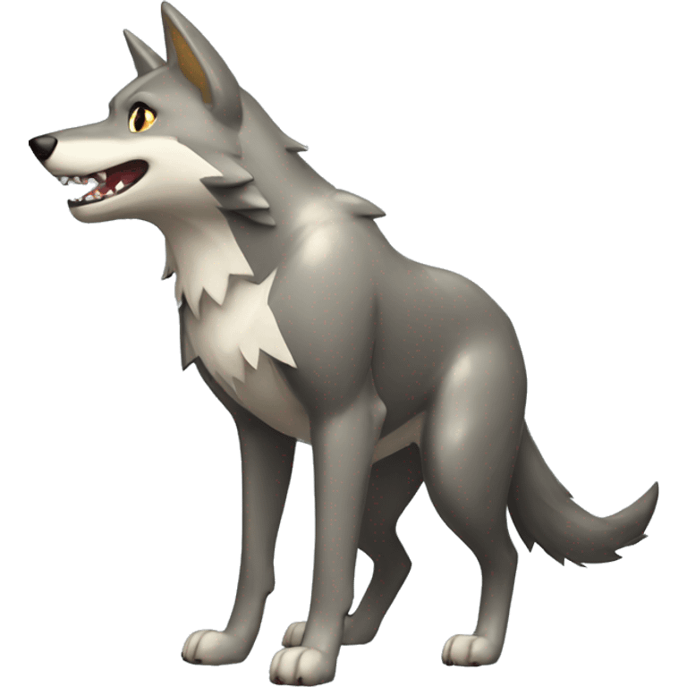 Shiny Wolf-Pokémon with a shark tail and a shark fin on back Full Body emoji