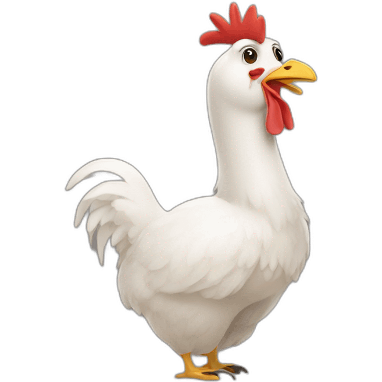 Une poule sur un lama emoji