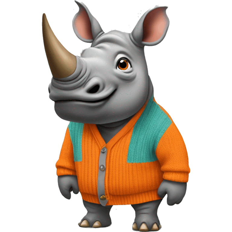 rhino wears orange "GAP" cardigan emoji