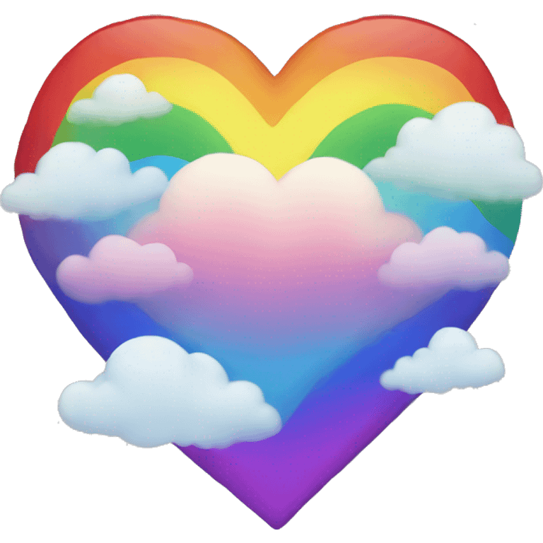 Rainbow heart with clouds around it  emoji