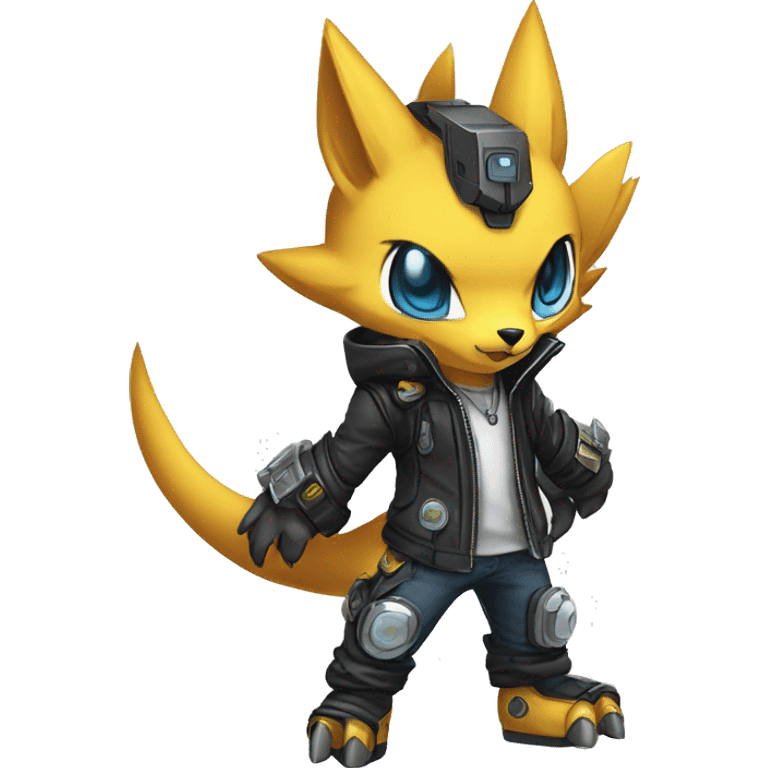 cute cool edgy futuristic punk Digimon-Fakemon-animal full body emoji