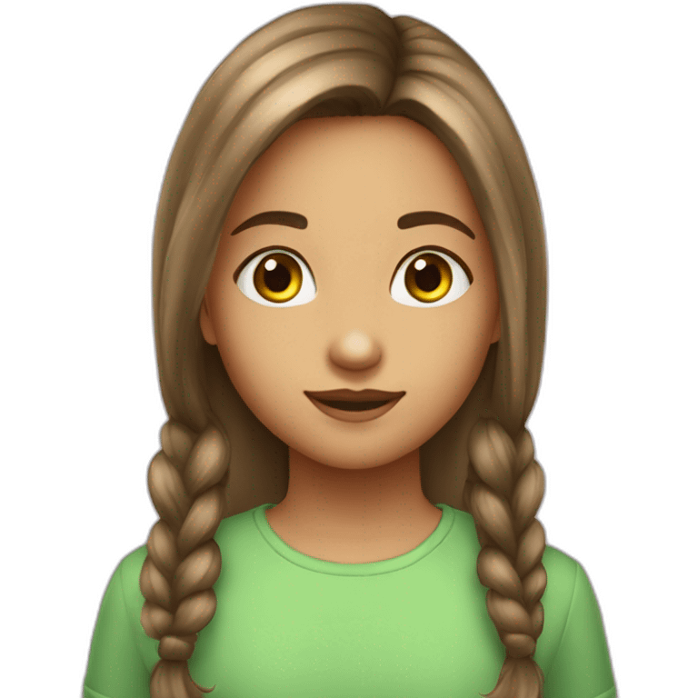 Petite fille de 11 ans cheveux brun long  yeux vert grande emoji