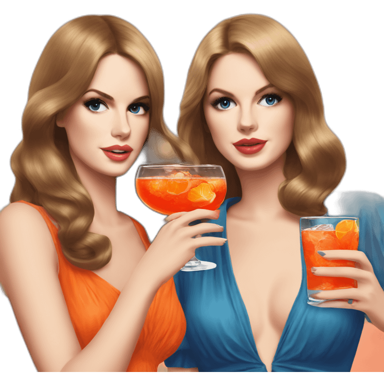 Lana del Rey & Taylor swift drinking aperol emoji