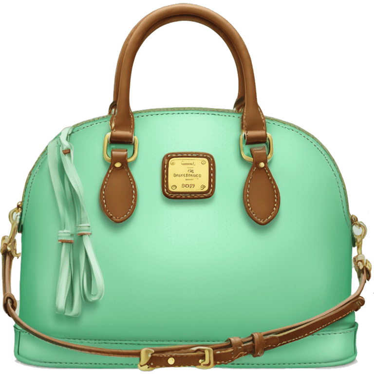 Realistic mint green domed Dooney and Bourke satchel hand bag. emoji