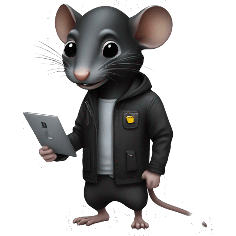 A black rat as a hacker emoji