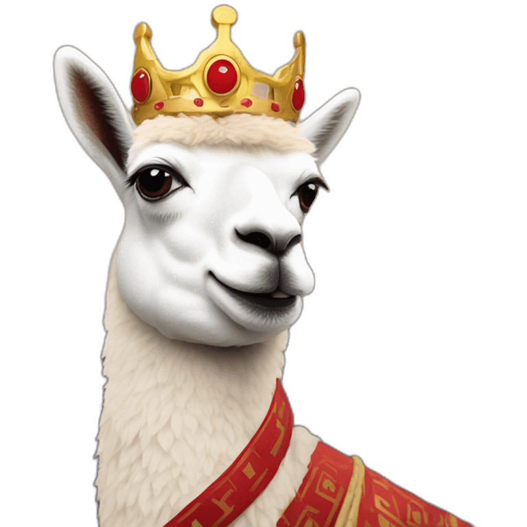 Lama rouge avec une couronne emoji